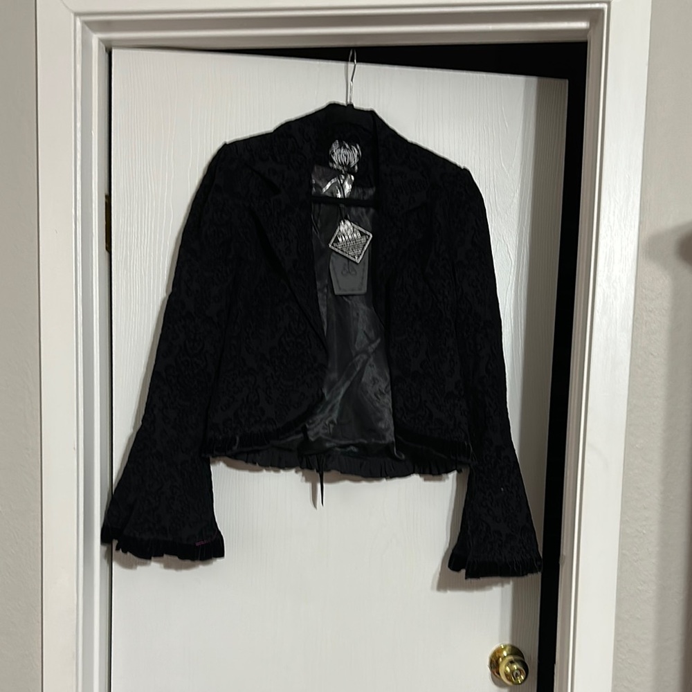 Killstar Size L Black Women's Jacket blazer flocked velvet